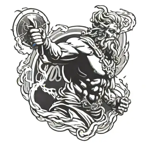 Tattoo of Zeus wielding a lightning bolt  for half sleeve tattoo design idea