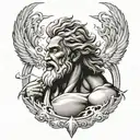 Tattoo of Zeus wielding a lightning bolt  for half sleeve tattoo design idea