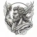 Tattoo of Zeus wielding a lightning bolt  for half sleeve tattoo design idea