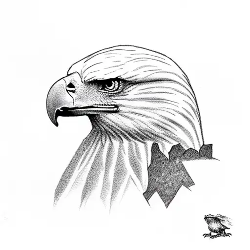 bald eagle with frog in its mouth  tattoo design idea