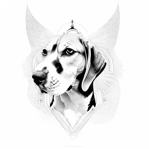 beagle with an angle ring tattoo design idea