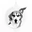 beagle with an angle ring tattoo design idea