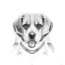 beagle with an angle ring tattoo design idea