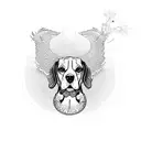 beagle with an angle ring tattoo design idea