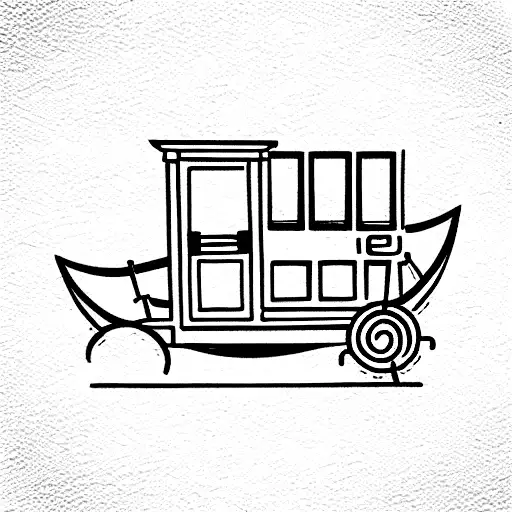 team of mules pulling door off hinges tattoo design idea