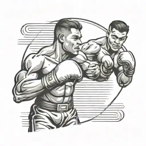 pro boxer throwing a punch tattoo design idea