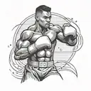 pro boxer throwing a punch tattoo design idea