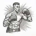 pro boxer throwing a punch tattoo design idea