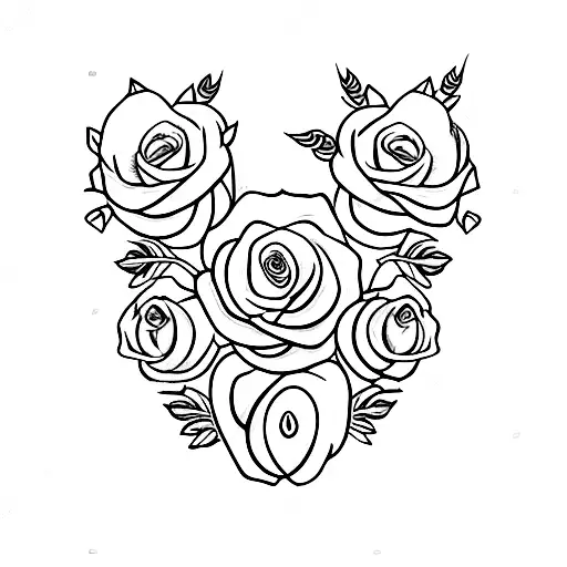 one white rose, two crossing swords, a heart, a shield  tattoo design idea