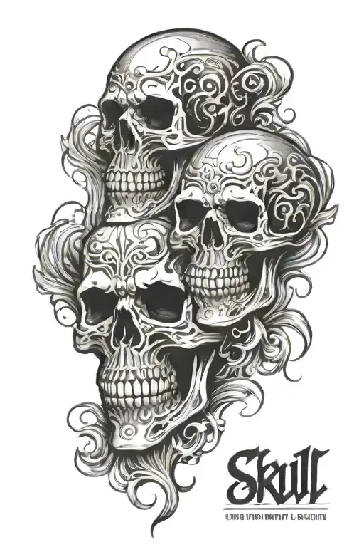 skull cry now laugh later mask split in half sleeve tattoo design idea