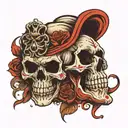 skull cry now laugh later mask split in half sleeve tattoo design idea