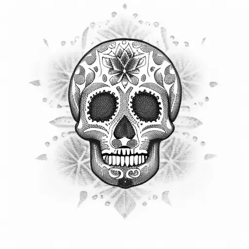 sugar skull with mandala tattoo design idea