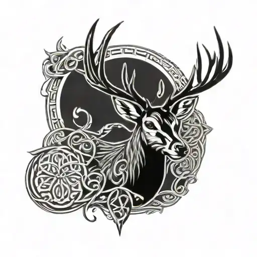 celtic deer tattoo design idea