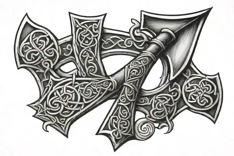 celtic axe tattoo design idea
