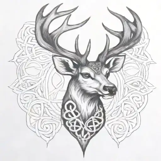celtic deer head tattoo design idea
