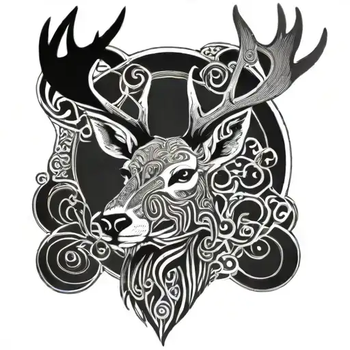 celtic deer head tattoo design idea