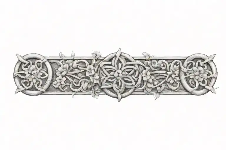 celtic square knot design with flowers   tattoo design idea