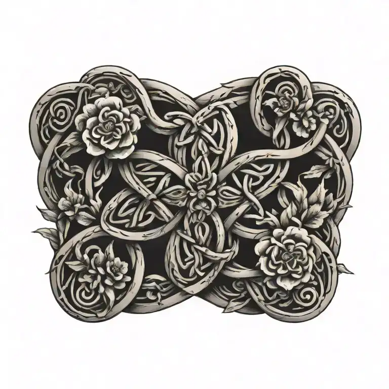 celtic knot with flowers   tattoo design idea