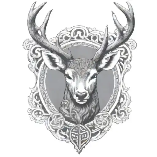 celtic deer head tattoo design idea