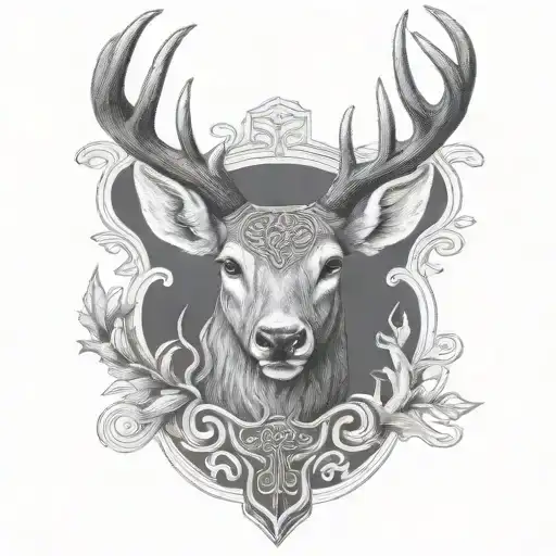 celtic deer head tattoo design idea
