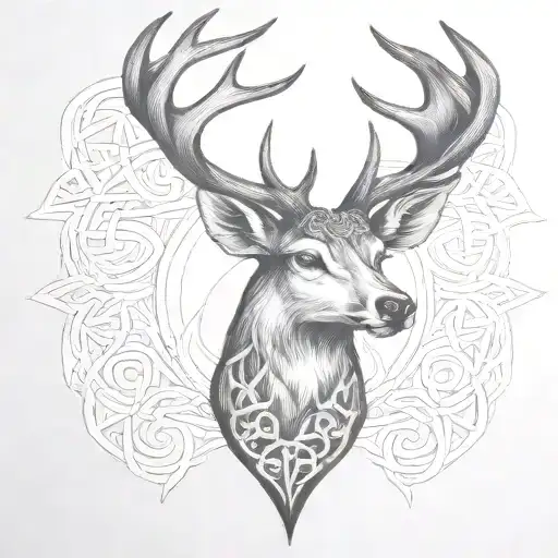 celtic deer head tattoo design idea