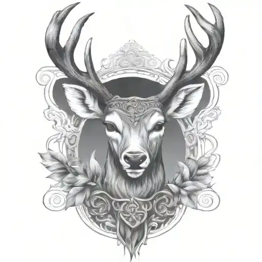 celtic deer head tattoo design idea