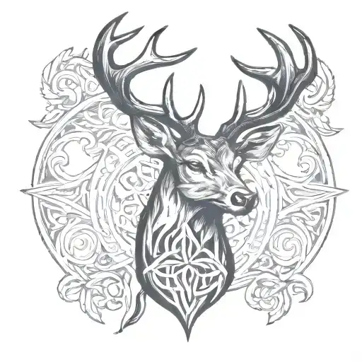 celtic deer head tattoo design idea