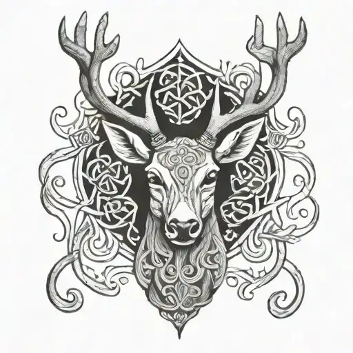 celtic deer head tattoo design idea