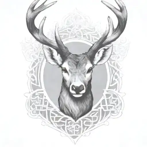 celtic deer head tattoo design idea