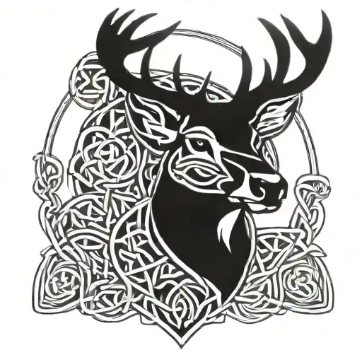 celtic deer head tattoo design idea