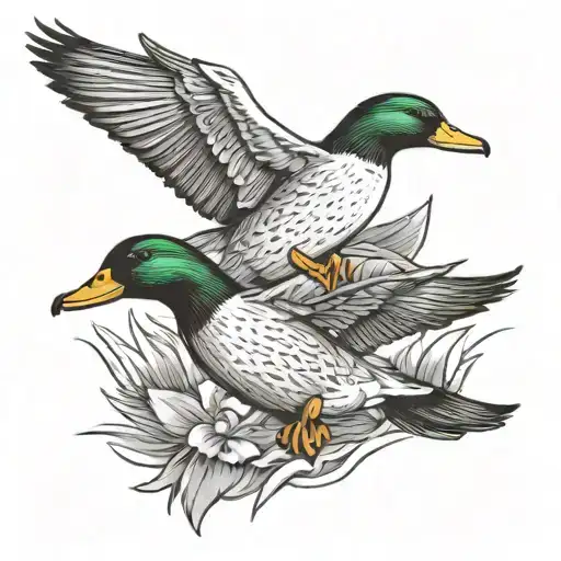 vector of flying mallards  tattoo design idea