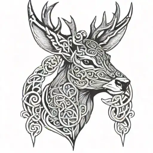 celtic deer head tattoo design idea