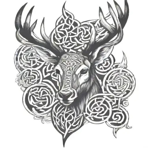 celtic deer head tattoo design idea