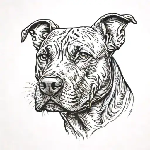 pitbull head  tattoo design idea
