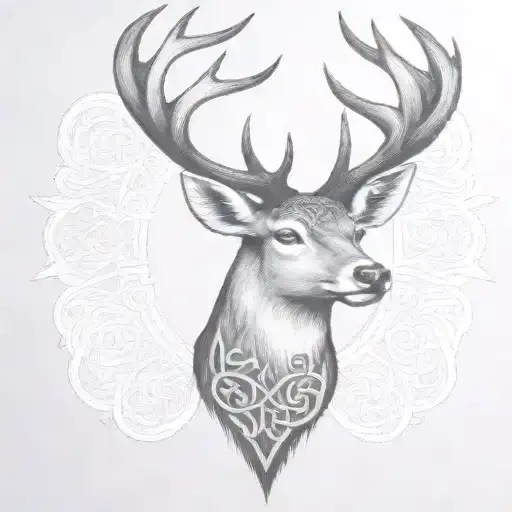 celtic deer head tattoo design idea