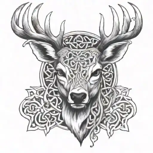 celtic deer head tattoo design idea