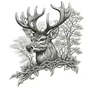 celtic deer head with trees tattoo design idea
