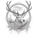 celtic deer head with trees tattoo design idea