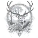 celtic deer head with trees tattoo design idea