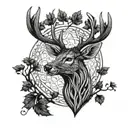 celtic deer head with trees tattoo design idea