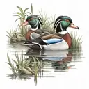 wood ducks and  mallards  tattoo design idea