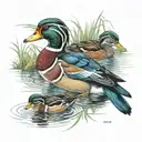 wood ducks and  mallards  tattoo design idea