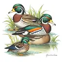 wood ducks and  mallards  tattoo design idea