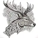 celtic deer head tattoo design idea