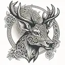 celtic deer head tattoo design idea