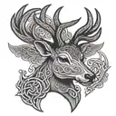 celtic deer head tattoo design idea