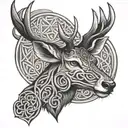 celtic deer head tattoo design idea