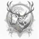 celtic deer head with trees tattoo design idea