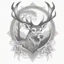 celtic deer head with trees tattoo design idea
