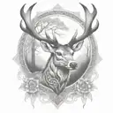 celtic deer head with trees tattoo design idea